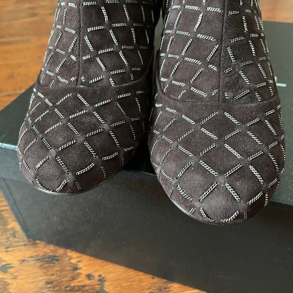 Chanel Ankle Boots Quilted Chain Detail Round Toe in Chocolate Brown Euro 38.5 - Picture 6 of 15
